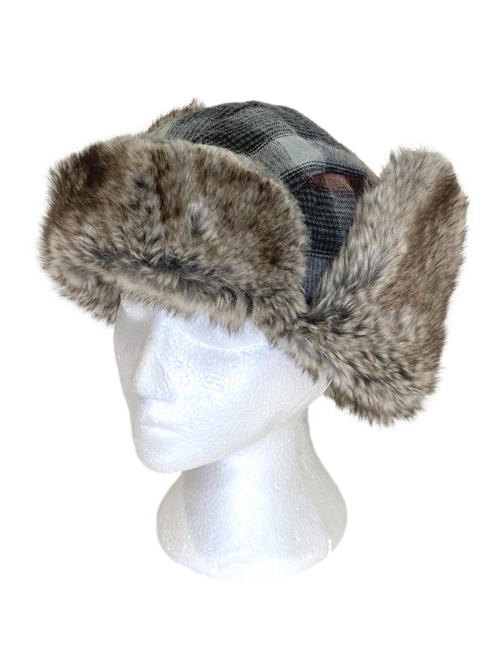 Columbia grey plaid trapper hat